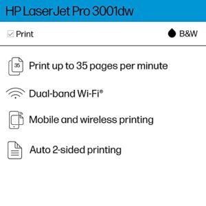 HP LaserJet Pro 3001dw Wireless Duplex Monochrome Laser Printer