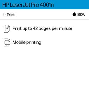HP LaserJet Pro 4001n Printer, Print, Fast speeds, Easy setup, Mobile printing, Advanced security, Best-for-small-teams, Ethernet/USB only