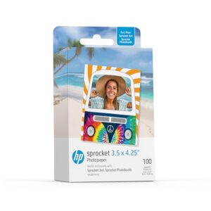 HP Sprocket 3.5 x 4.25” Zink Sticky-Backed Photo Paper (100 Pack) Compatible with HP Sprocket 3×4 Photobooth and Photo Printer