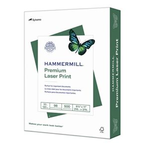 Hammermill Printer Paper, Premium Laser Print 32 lb, 8.5 x 11-98 Bright, Made in the USA, 104646R – 1 Ream (500 Sheets)