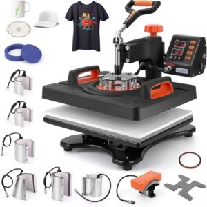 Heat Press Machine, 11 in 1 Professional Sublimation Machine 12″ X 15″, 360° Swing Away Shirt Printing Heat Transfer Machine Digital Industrial-Quality Shirt Pressing Machine for Tshirt,Hat,Mug,Plate