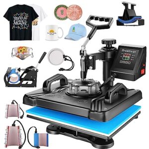 Heat Press Machine for Tshirts, 8 in 1 Heat Transfer Machine, 12″ X 15″ Digital Industrial Sublimation Heat Printing Combo with 360 Degree Rotation Swing Away for T-Shirt Hat Cap Mug
