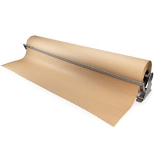 IDL Packaging 48″ Kraft Paper Roll Dispenser & Cutter for Rolls up to 48″ Wide and 9″ in Diameter – Tabletop Reinforced Steel Paper Holder with a Cutter – for Kraft and Butcher Paper