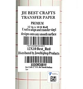 Jh-Best Crafts12 X 10′ Feet Roll Transfer Paper w/Grid- Perfect Alignment of Cameo or Cricut Self Adhesive Vinyl for Decals, Signs, Walls, Windows and Other Smooth Surfaces