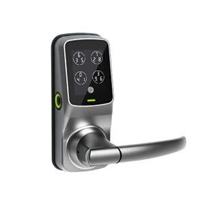 Lockly Secure Plus, Bluetooth Smart Door Lock, Keyless Entry Door Lock, PIN Genie® Keypad, 3D Biometric Fingerprint Sensor, Auto Lock – Satin Nickel (PGD628FYSN)