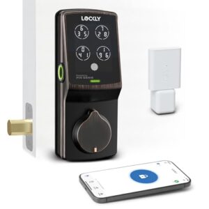 Lockly Secure Pro, Wi-Fi Smart Deadbolt, Keyless Entry Door Lock, PIN Genie® Keypad, 3D Biometric Fingerprint Sensor, Auto Lock – Venetian Bronze (PGD728WYVB) – Left Fingerprint Edition