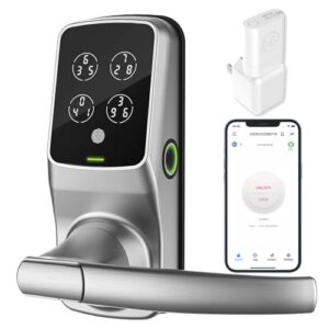 Lockly Secure Pro, Wi-Fi Smart Door Lock, Keyless Entry Door Lock, PIN Genie® Keypad, 3D Biometric Fingerprint Sensor, Voice Control, Auto Lock – Satin Nickel (PGD628WSN) – Latch Edition