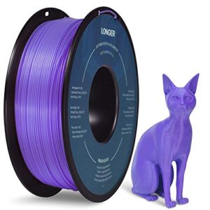 Longer PLA Filament 1.75mm, 3D Printer PLA Filament, Dimensional Accuracy +/- 0.02 mm, 1kg Cardboard Spool (2.2lbs), Fit Most FDM Printer (Purple)