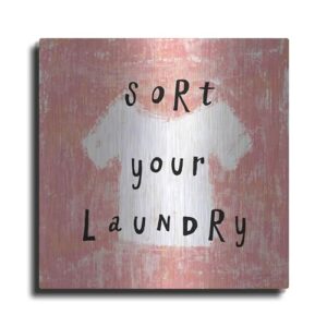 Luxe Metal Art ‘Laundry Rules III’ by Sue Schlabach, Metal Wall Art, 36″x36″