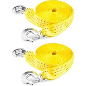 NEIKO 51008A Heavy Duty Tow Strap with Hooks 2 Pack, 2” x 30’, 10,000 LB Capacity, Tow Rope for Vehicles, Cars, Trucks, ATV Tow Strap