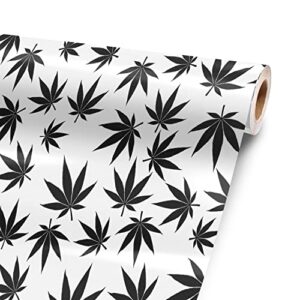 Pot Leaves Black 12” x 52” Vinyl Wrap Sheet for Large or Custom Items | 3M wrap DIY to Custom Gear of All Types and Sizes, Including Vehicles, Boats, appliances, Furniture, ATV’s, Golf carts, Bikes