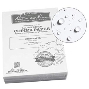 Rite in the Rain Weatherproof Bulk Copier Paper, 8.5″ x 11″, 20# White, 500 Sheet Pack (No. 208511X)