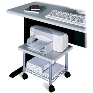 Safco Onyx Under-Desk Utility Cart & Multi-Use Printer Stand, Printer Table for Home Office, Mobile Rolling Cart with Steel Shelf, Gray