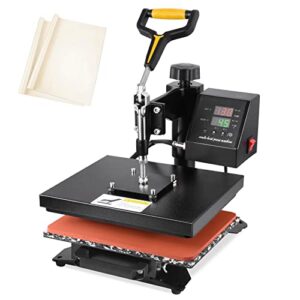 Seeutek Heat Press 12″ X 10″ Professional Heat Transfer Digital Sublimation Machine 360 Degree Swing Away for T Shirts with Bonus 2 Teflon Sheet