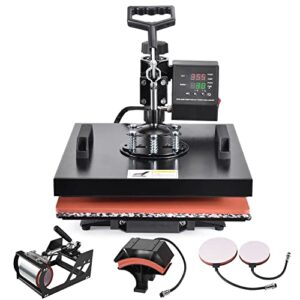 Seeutek Heat Press Machine 15×15 5 in 1 Heat Press Sublimation Shirts T-Shirt Press Machine Swing Away Digital Multifunctional Shirt Press Combo for T Shirts Mug Hat Plate Cap