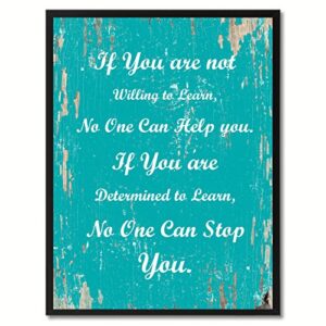 Spot Color Art If You are Not Willing to Learn No One Can Help Framed Canvas Art, 28″ x 37″, Aqua