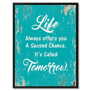 Spot Color Art Life Always Offers You A Second Chance It’s Called Framed Canvas Art, 28″ x 37″, Aqua