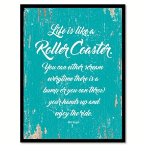 SpotColorArt Life is Like A Roller Coaster You Handcrafted Canvas Print, 28 in x 37 in, Aqua