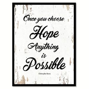SpotColorArt Once You Choose Hope Anything is Possible Handcrafted Canvas Print, 28″ x 37″, White