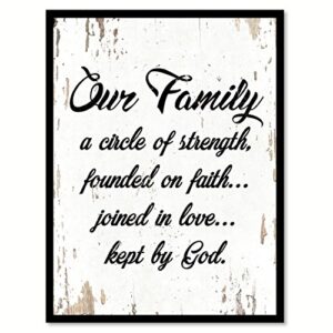 SpotColorArt Our Family A Circle of Strength Founded On Faith Handcrafted Canvas Print, 28″ x 37″, White