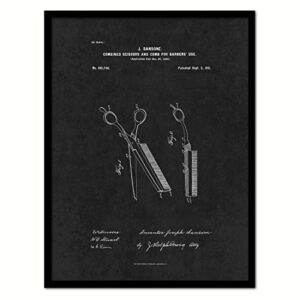 SpotColorArt PATENT150026BK-2837BK 1901 Combined Scissors and Comb for Barbers Use, 28″ x 37″