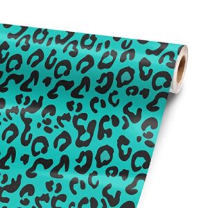 Teal Leopard 36” x 52” Vinyl Wrap Sheet for Large or Custom Items | 3M wrap DIY to Custom Skin Gear of All Types and Sizes, Including Vehicles, Boats, appliances, Furniture, ATV’s, Golf carts, Bikes