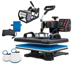 VEVOR 5 in 1 Heat Press Machine for T Shirts,Heat Press 15×12 Inch Digital Multifunctional Sublimation T-Shirt Heat Press Machine for T Shirts Hat Mug Cap Plate