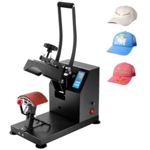 VEVOR Hat Press, Heat Press Machine for Caps with 3.5″×5.5″ Curved Heating Element, Digital LCD Timer and Temperature Control, with LCD Timer and Temperature Control, Rigid Steel Frame – Black