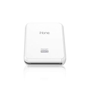 iHome® PocketPrint3™ Mobile Color Photo Printer, Square 3×3 inch Printouts (White)