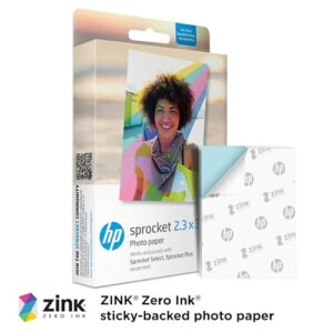 HP Sprocket 2.3 x 3.4″ Premium Zink Sticky Back Photo Paper (20 Sheets) Compatible with HP Sprocket Select and Plus Printers.
