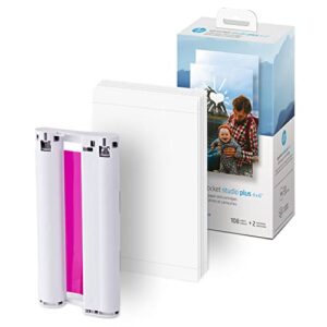 HP Sprocket Studio Plus 4 x 6” Photo Paper and Cartridges (Includes 216 Sheets and 4 Cartridges) – Compatible only with HP Sprocket Studio Plus Printer