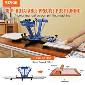 VEVOR 4 Color 2 Station Screen Printing Machine 21.2×17.7in / 54x45cm Double-Layer Positioning Pallet for T-Shirt DIY, Blue