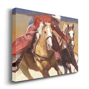 Renditions Gallery Canvas Animal Wall Art Modern Decorations Paintings & Prints Red Western Sporty Cowboy Abstract Rodeo Wall Hanging Artwork for Bedroom Office Kitchen – 32″x48″ LT31