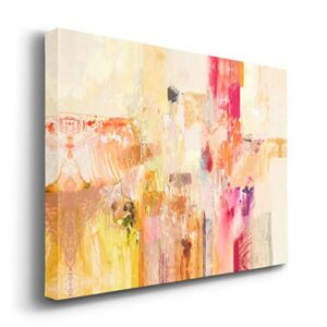 Renditions Gallery Landscape Style Canvas Wall Art Ready to Hang: Rustic Italian, Neutral Garden Nature & Ocean Beach & Modern Abstract Wall Art for Home & Office – Red & Gold Abstract II 32X48