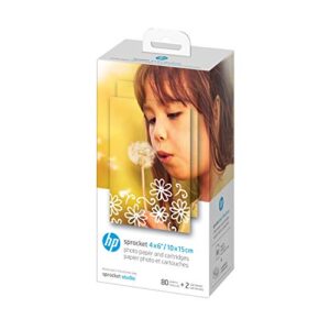 HP Sprocket Studio 4×6 Photo Paper & Cartridges (80 Sheets – 2 Cartridges) Starter Bundle