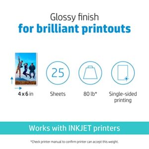 HP Premium Plus Photo Paper | Glossy | 4×6 | 25 Sheets (4WN03A)