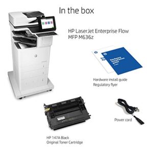 HP LaserJet Enterprise Flow MFP M636z Monochrome All-in-One Printer with built-in Ethernet, 2-sided printing, high-capacity input feeder, wheeled stand & 3-bin stapler/stacker (7PT01A)