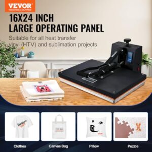 VEVOR Heat Press 16×24, 1700W Power Heat Press Machine, Fast Heating, High Pressure Heat Press Machine for T-Shirt, Digital Industrial Sublimation Printer for Heat Transfer Vinyl, Easy to Use, Black