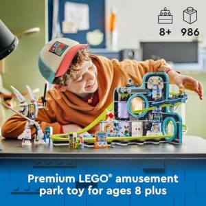 LEGO City Robot World Roller-Coaster Park Adventure Toy, Arcade Themed Roller Coaster Set with Posable Mech Action Figure and 8 Minifigures, Creative Gift for Boys, Girls and Kids Ages 8 and Up, 60421