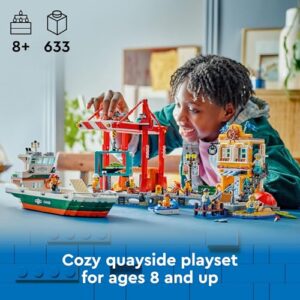 LEGO City Seaside Harbor with Cargo Ship Toy, Model Container Crane and Boat with 8 Minifigures Included, Building Set for Boys and Girls Ages 8 and Up, Kids Gift Idea, 60422