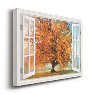 Renditions Gallery Autumn’s Passion Open Window Wall Art, Large Fall Tree Artwork, Beautiful Nature, Premium Gallery Wrapped Canvas Decor, Ready to Hang, 32 in H x 48 in W, Made in America Print