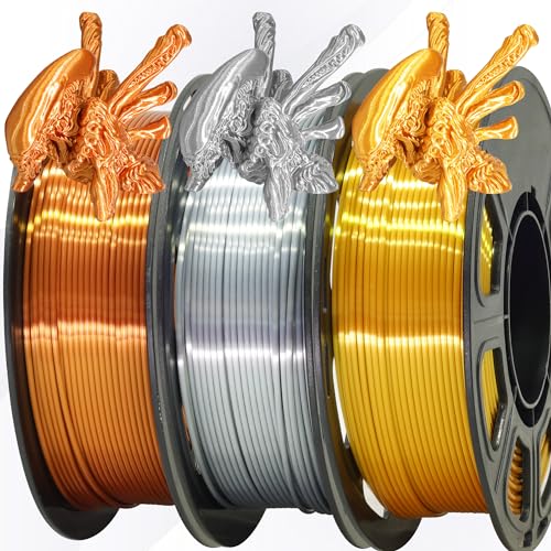Shiny Silk Gold Silver Copper PLA 3D Printer Filament Bundle, 1.75mm 3D Printer Filament, Each Spool 0.5kg, 3 Spools Pack, Total 1.5kgs Silk Shiny PLA Filament by MIKA3D - Image 5