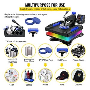 VEVOR 15×15 Heat Press Machine, 8 in 1 Heat Press Machine, Sublimation T Shirt Press Machine, 360° Swing Away Tshirt Press Machine Multifunction Combo for T Shirt Mug Hat Plate Cap
