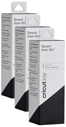 Cricut Smart Iron On (5.5in x 24in, Black) for Joy Machine - matless Cutting for Shapes up to 4ft, & Repeated cuts up to 20ft (Pack of 3)