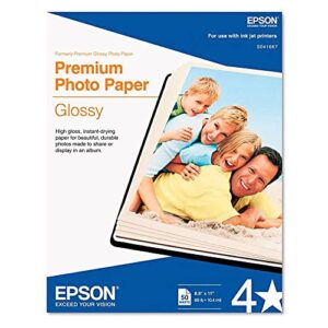 Epson Premium Photo Paper GLOSSY (8.5×11 Inches, 50 Sheets) (S041667),White