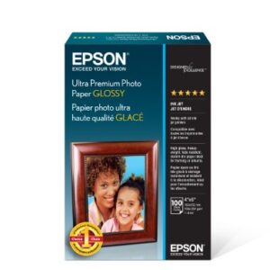 Epson Ultra Premium Photo Paper Glossy – S042174, 4″ x 6″ (100 sheets),White