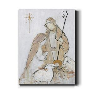 Renditions Gallery Holy Night Family Wall Art, Jesus Christ, Mary, and Joesph, Premium Gallery Wrapped Canvas Decor, Ready to Hang, 48 in H x 36 in W, Made in America Print