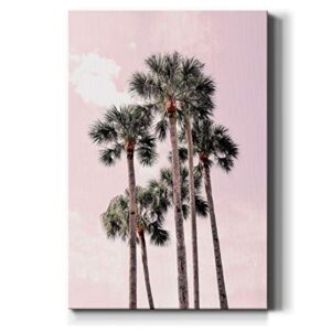 Renditions Gallery Palm Trees and Pink Sky Wall Art, Realistic Artwork, Portrait Decor, Calming Nature Decorations, Premium Gallery Wrapped Canvas, Ready to Hang, 32 in H x 48 in W, Made in America