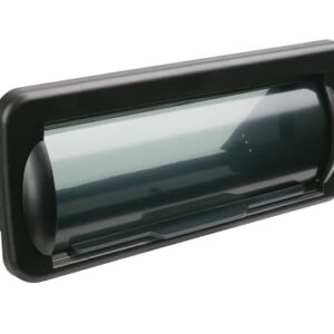 Scosche ACM5B Universal Marine Radio Cover – Water Resistant Boat Dash Radio Protector Shield with Spring Loaded Flip-Up Retractable Door, Single DIN Marine Stereo Kit – Durable Boat Accessory – Black