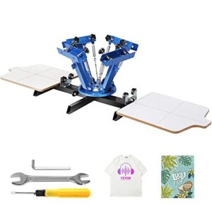 VEVOR 4 Color 2 Station Screen Printing Machine 21.2×17.7in / 54x45cm Double-Layer Positioning Pallet for T-Shirt DIY, Blue